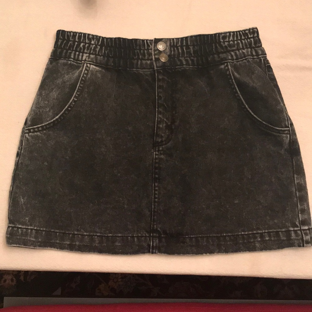 Urban Outfitters black acid wash denim mini skirt